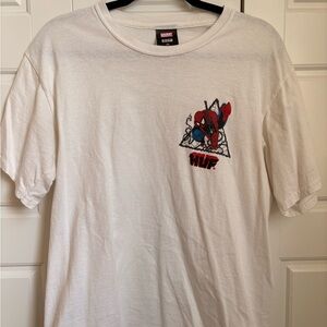 HUF White Tee with Red and Blue Graphic